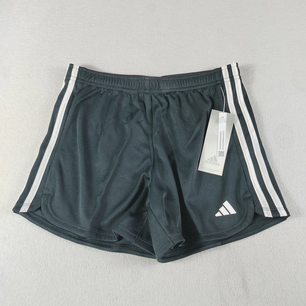 Adidas Shorts Girls L (14) Black Elastic Waist Striped Side Running Gym Athletic - Picture 1 of 8